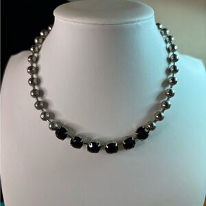 Claire’s Silver Beaded Necklace with Black Faceted Stones